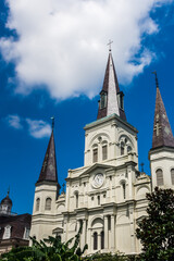 Fototapeta na wymiar St. Louis Cathedral as viewed from Jackson Square in New Orleans, Louisiana