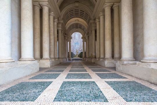 Luxury palace with marble columns in Rome