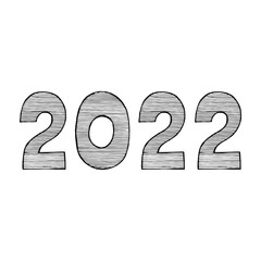 2022 New Year. Doodle illustration isolated on a white background