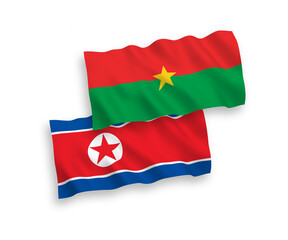 Flags of North Korea and Burkina Faso on a white background