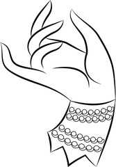 The beautiful hand gesture of lord Buddha in Indian folk art Kalamkari style. for textile printing, logo, wallpaper