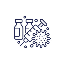 vaccine and virus line icon