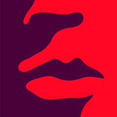 vector color fashion illustration of lips shadow silhouette isolated on pink background. can be used as a logo, web design elements, for advertising beauty products, beauty parlors and procedures