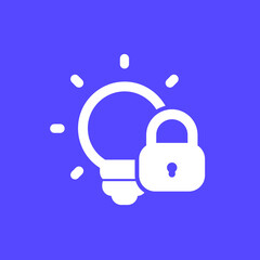 patent icon with light bulb and lock