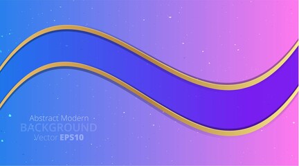 Metallic golden purple violet wavy motion 3d art deco elegant realistic geometric abstract modern vector background,