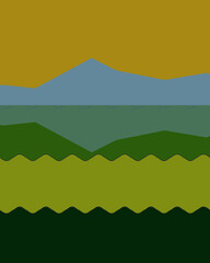 Obraz premium Geometric landscape generative art poster illustration