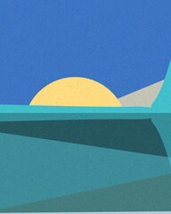 Geometric landscape generative art poster illustration