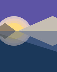 Geometric landscape generative art poster illustration