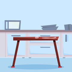 dirty kitchen table. dirty dishes in the kitchen. Flat style vector illustration.