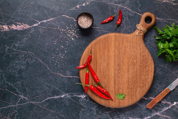 Vegetables and spices, healthy food preparation concept.