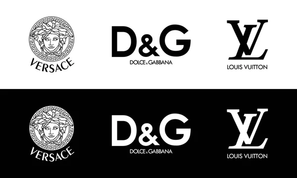 Set of Louis Vuitton, Dolce Gabbana, Versace. Logo Popular