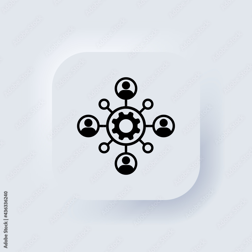 Poster teamwork icon. group of people like joint development or partnership. metaphor of human resources or