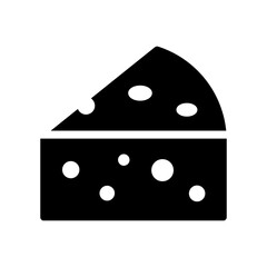 Cheese Vector Icon in Glyph Style. Cheese is a dairy product, derived from milk and produced in wide ranges of flavors, textures and forms by coagulation of the milk protein casein. Vector Icon.