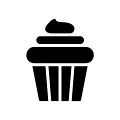 CupCake Vector Icon in Glyph Style. A cupcake is a small cake designed to serve one person, which may be baked in a small thin paper or aluminum cup. Vector illustration for app,  Website, or Game