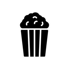 Popcorn Vector Icon in Glyph Style. Popcorn is a variety of corn kernel which expands and puffs up when heated. Vector illustration icon can be used for an app, website, or part of a logo.