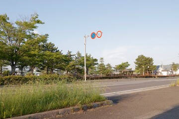 駐車禁止と50km制限の交通標識