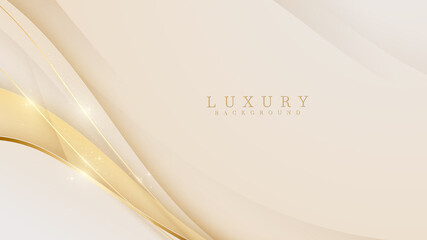 Luxury modern abstract scene. golden curve lines sparkle with free space for paste promotional text. cream color shade background about sweet feeling. vector illustration for design.