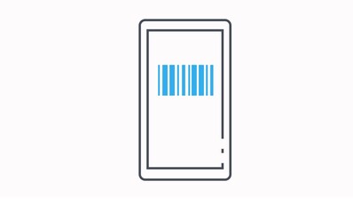 Device and barcode Icon. Vector flat isolated illustration of a smartphone with a barcode on it