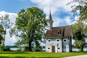 Exterior of the Seekapelle zum Hl. Kreuz at Herrenchiemsee - Herren island - Bavaria, Germany,...
