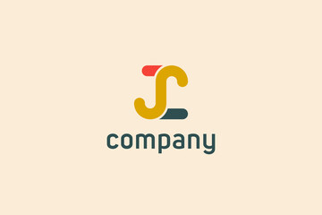 Initial Letter J and S and L Logo. Red and Yellow and Green Shapes Linked Style isolated on Elegant Background. Usable for Business and Branding Logos. Flat Vector Logo Design Template Element.