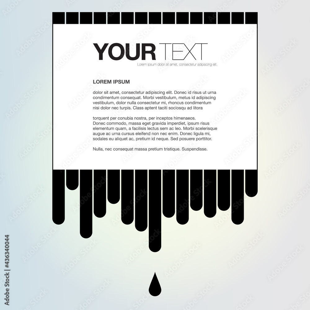 Poster abstract flowing black paint design background with text box eps 10 stock vector illustration