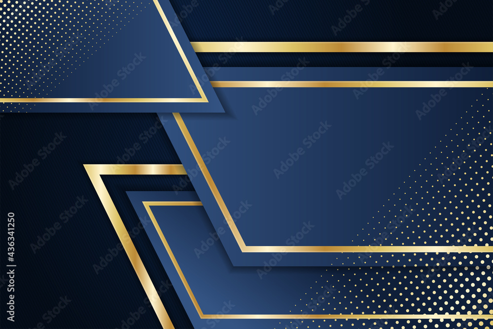 Poster abstract luxury background template design use blue gradient combined with gold elements. dot halfto