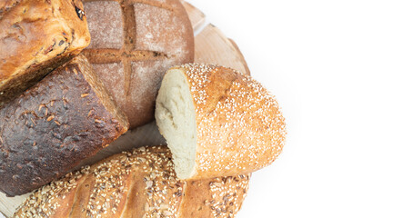 Composition with fresh breads isolated on white
