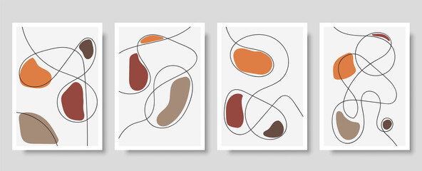 Trendy set of abstract creative minimalist artistic hand drawn composition ideal for wall decoration, as postcard or brochure design, vector illustration. Geometric wall art print and decoration