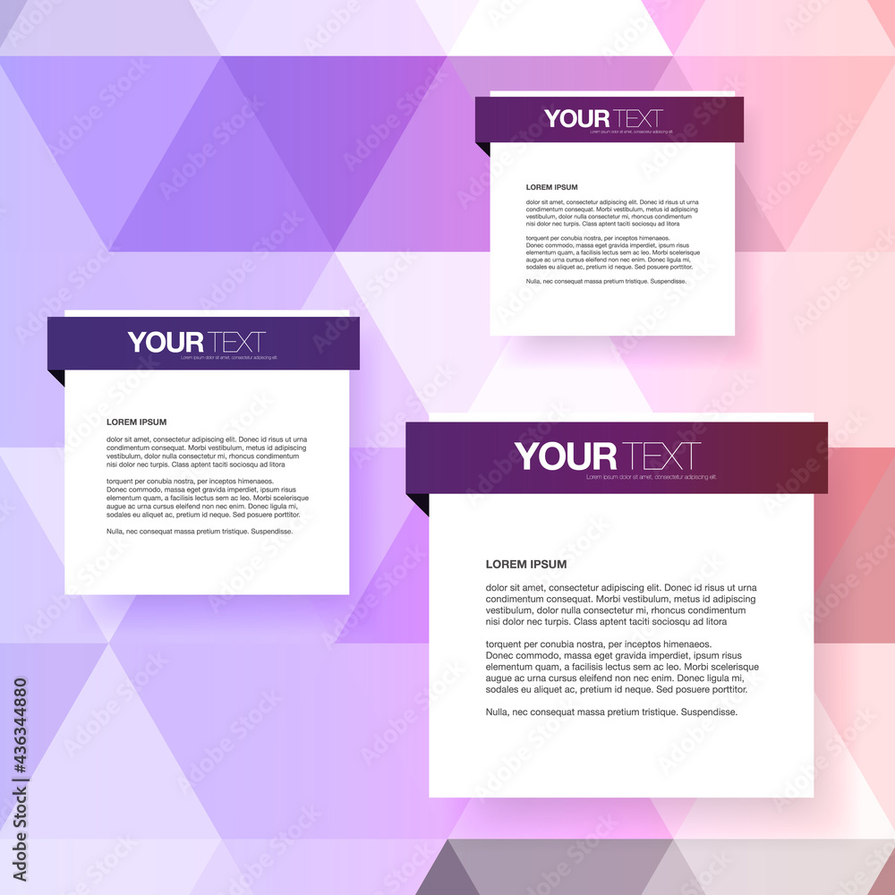 Fototapete abstract text boxes design with colorful triangles background eps 10 stock vector illustration