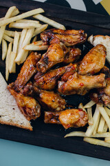 grilled chicken wings closeup