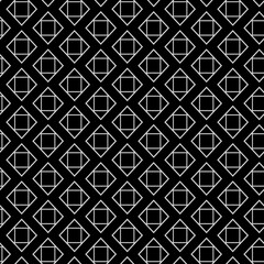 Dark background pattern with simple geometric ornament on black background, wallpaper. Seamless pattern, texture. Vector image