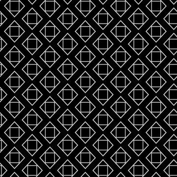 Dark background pattern with simple geometric ornament on black background, wallpaper. Seamless pattern, texture. Vector image