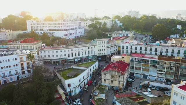 Drone shot of the Old Medina Tangiers, Morocco
