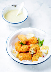 White bean croquettes and herbs chilli mayo
