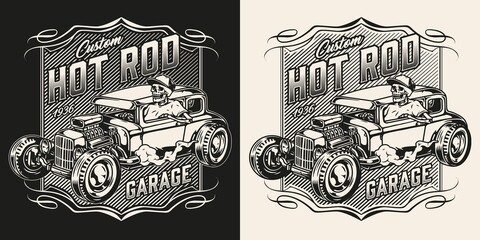 Hot rod custom garage vintage logo