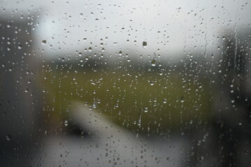 Rain drops on the window glass