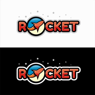 Rocket logo design cartoon vector for brand or business