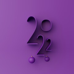 3d number Happy 2022 New year render illustration