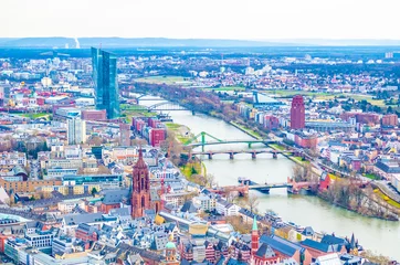 Deurstickers Frankfurt urban scenery from above. River through city.  © MIR