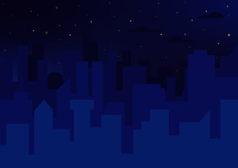 city at night with stars. a starry city.