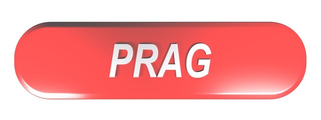 PRAG red rounded rectangle push button - 3D rendering illustration