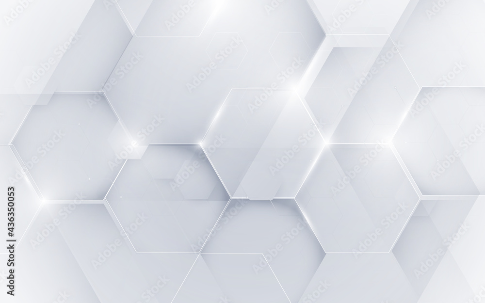 Aufkleber abstract white geometric hexagon with futuristic technology digital hi-tech concept background. vect