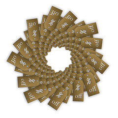 A kaleidoscope of discount labels. Circular pattern