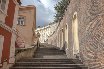 old castle stairs to Prague Castle