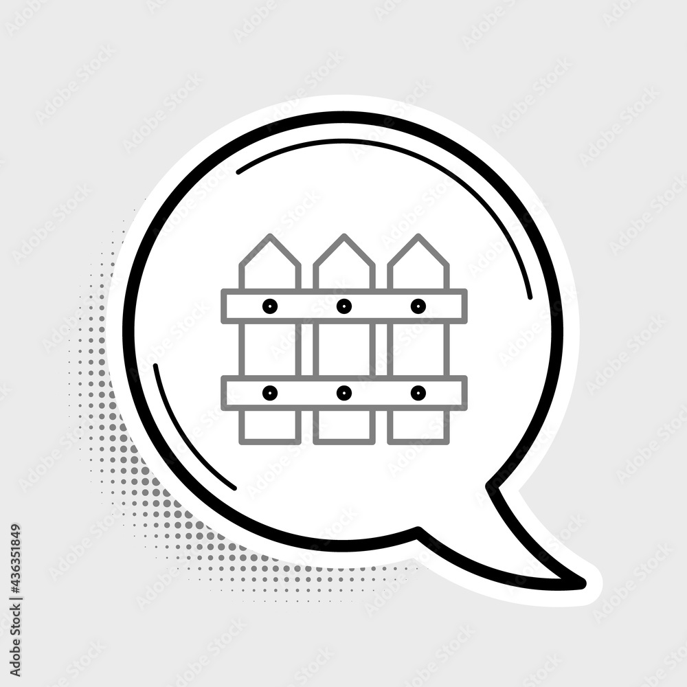 Poster Line Garden fence wooden icon isolated on grey background. Colorful outline concept. Vector