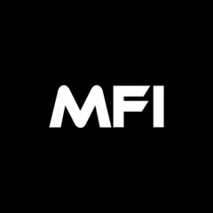MFI letter logo design with black background in illustrator, vector logo modern alphabet font overlap style. calligraphy designs for logo, Poster, Invitation, etc.
