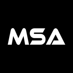MSA letter logo design with black background in illustrator, vector logo modern alphabet font overlap style. calligraphy designs for logo, Poster, Invitation, etc.
