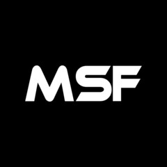 MSF letter logo design with black background in illustrator, vector logo modern alphabet font overlap style. calligraphy designs for logo, Poster, Invitation, etc.
