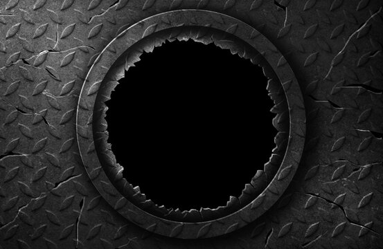 Old iron plate background image template And rusty, rough surface The steel plate was cut out and there was a frame to write the message. Suitable for designing various banners.