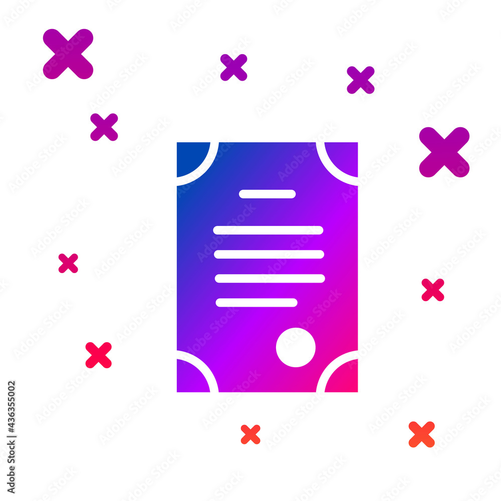 Aufkleber color death certificate icon isolated on white background. gradient random dynamic shapes. vector